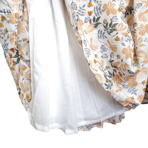 Joie Sleeveless‎ Keyhole Tie Midi Summer Sun Dress White Orange Cotton Floral 8 - Picture 4 of 8